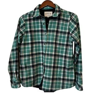 Orvis Fleece lined Snap Heritage Plaid Shirt Jacket Cabin Ready Medium gorpcore
